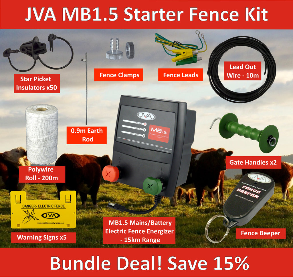 JVA MB1.5 Mains/Battery Electric Fence Energizer Starter Kit - JVA Technologies - Electric Fencing - Agricultural Fencing - Equine Fencing - Security Fencing