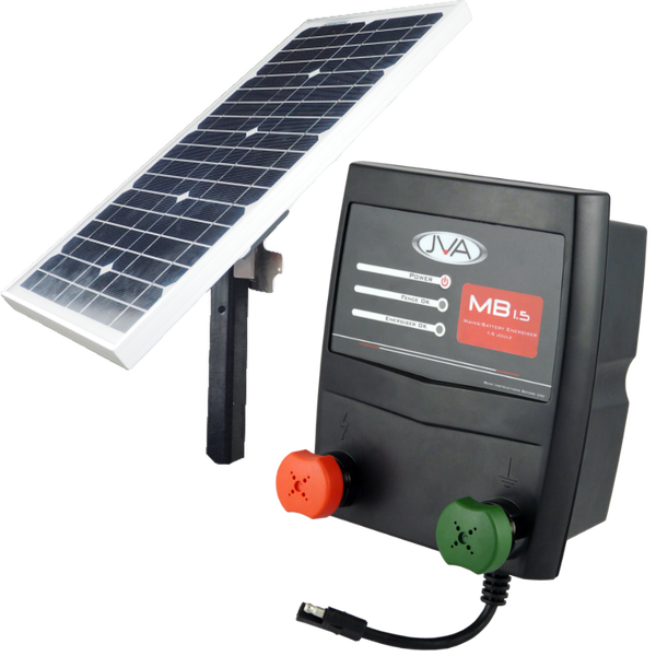 JVA MB1.5 Electric Fence Energiser with 20W Solar Kit