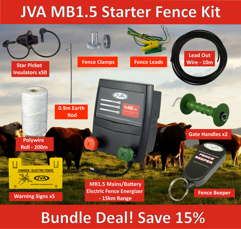 JVA MB1.5 Mains/Battery Electric Fence Energizer Starter Kit - JVA Technologies - Electric Fencing - Agricultural Fencing - Equine Fencing - Security Fencing